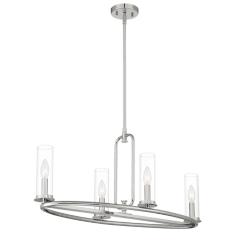 Hudson Heights 32&quot; Wide Polished Nickel 4 Light Island