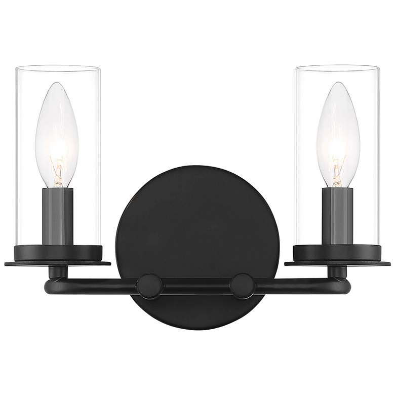 Image 1 Hudson Heights 7 1/4" High Matte Black 2-Light Wall Sconce