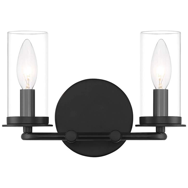 Image 1 Hudson Heights 7 1/4 inch High Matte Black 2-Light Wall Sconce