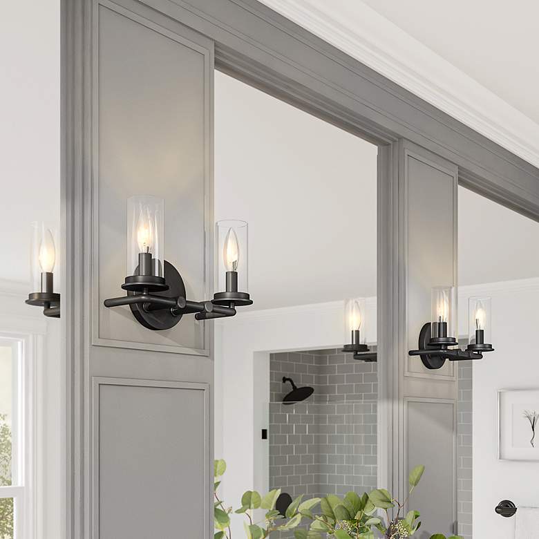 Image 4 Hudson Heights 7 1/4" High Matte Black 2-Light Wall Sconce more views