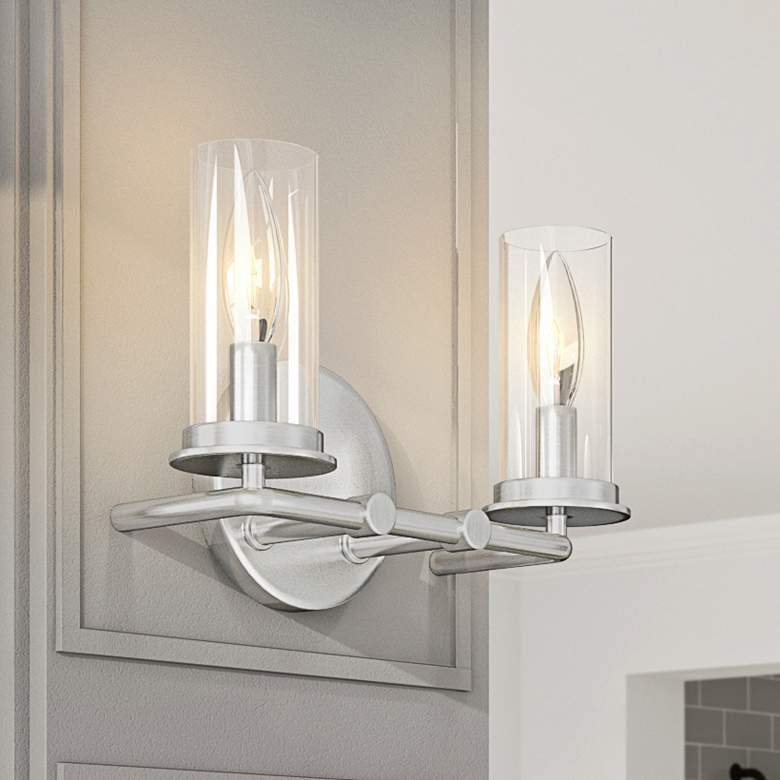 Image 1 Hudson Heights 7 1/4"H Polished Nickel 2-Light Wall Sconce