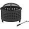 Hudson Outdoor Basket Weave 25" Wide Black Steel Firepit