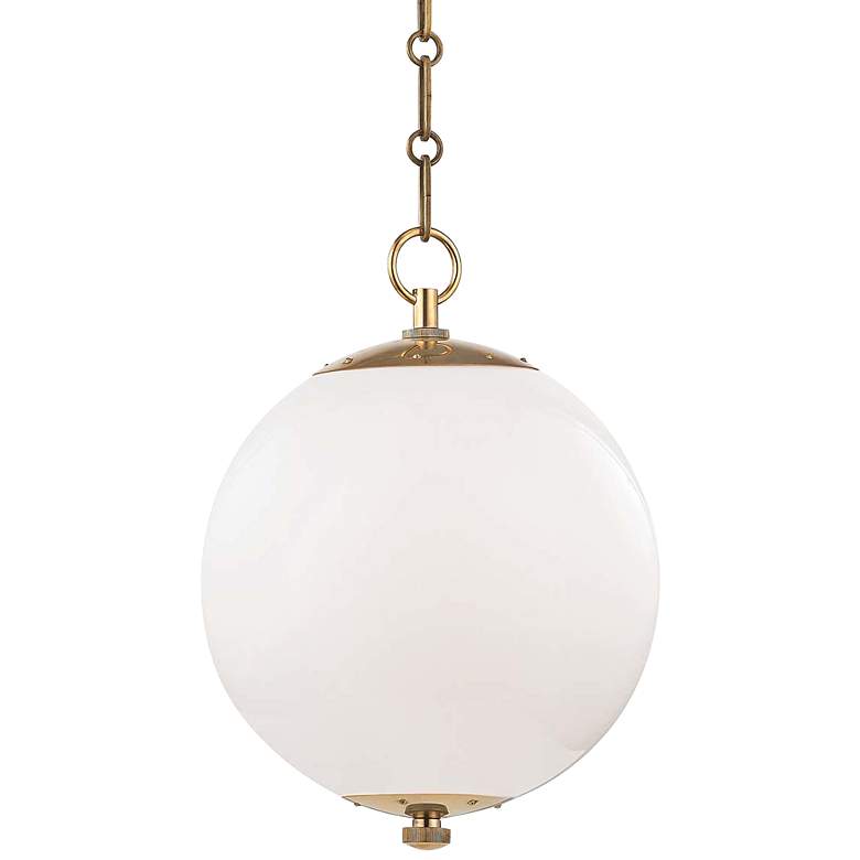 Image 2 Hudson Valley 11 1/2" Sphere No.1 Brass and White Globe Mini Pendant