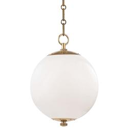 Hudson Valley 11 1/2&quot; Sphere No.1 Brass and White Globe Mini Pendant