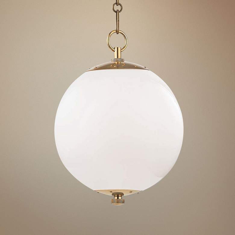 Image 1 Hudson Valley 11 1/2" Sphere No.1 Brass and White Globe Mini Pendant