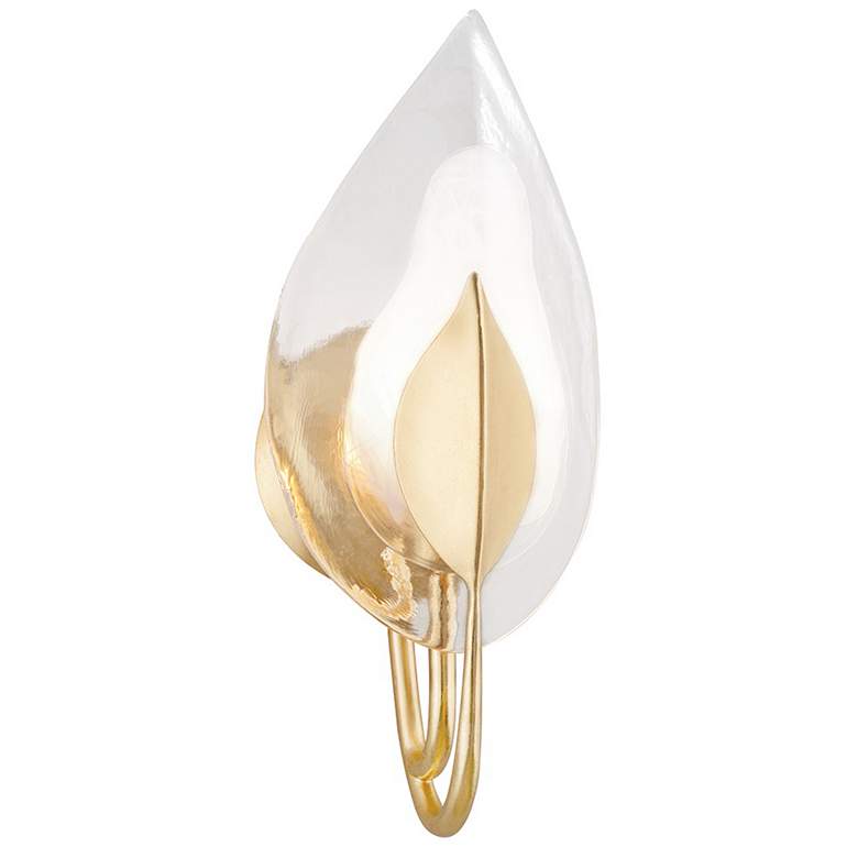 Image 1 Hudson Valley 16" High Gold Flower Blossom Wall Sconce
