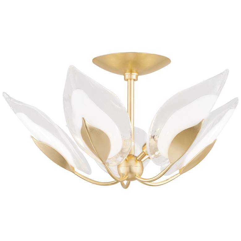 Image 1 Hudson Valley 24" Wide Gold Leaf 5-Light Ceiling Light