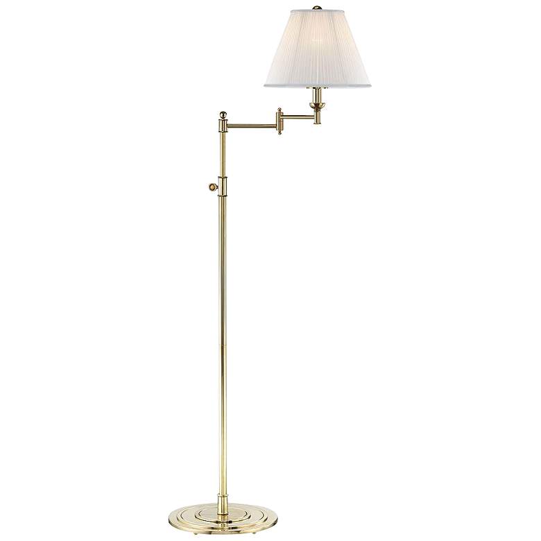 Image 1 Hudson Valley 57" High Signature No.1 Aged Brass Swing Arm Floor Lamp