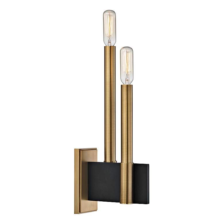 Image 1 Hudson Valley Abrams 12 3/4" High Aged Brass Wall Sconce