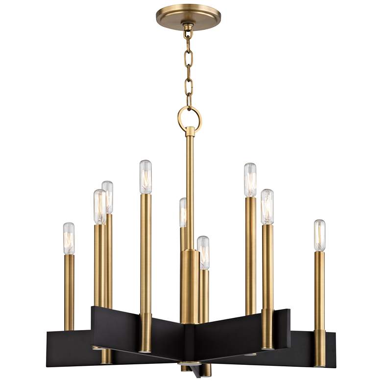 Image 1 Hudson Valley Abrams 23 3/4"W Aged Brass 10-Light Chandelier