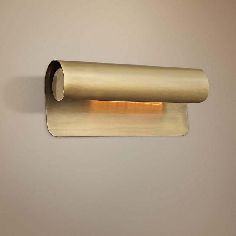 Image 1 Hudson Valley Accord 12 3/4" Wide Aged Brass Wall Sconce