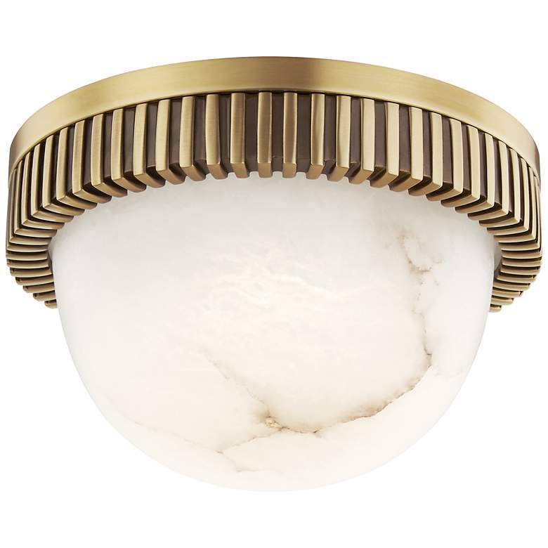 Image 1 Hudson Valley Ainsley 5" Wide Aged Brass Finish LED Flush Mount