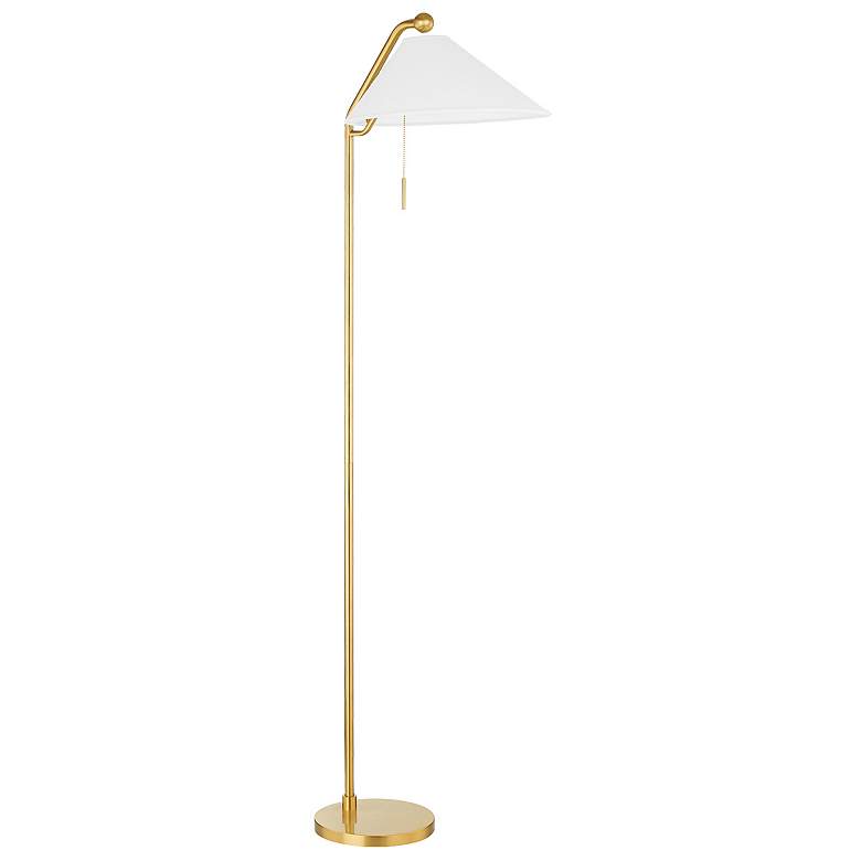 Image 1 Hudson Valley Aisa 65" High Linen and Aged Brass Floor Lamp