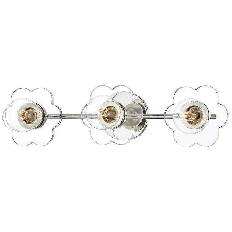 Image 1 Hudson Valley Alexa 22" 3-Light Nickel Flower Globe Glass Bath Light