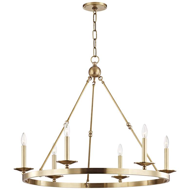 Image 2 Hudson Valley Allendale 35 3/4"W Brass 6-Light Chandelier