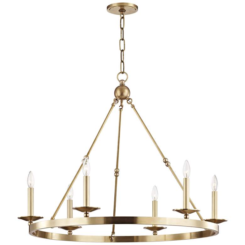 Image 2 Hudson Valley Allendale 35 3/4 inchW Brass 6-Light Chandelier