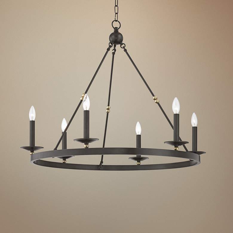 Image 1 Hudson Valley Allendale 35 3/4"W Bronze 6-Light Chandelier