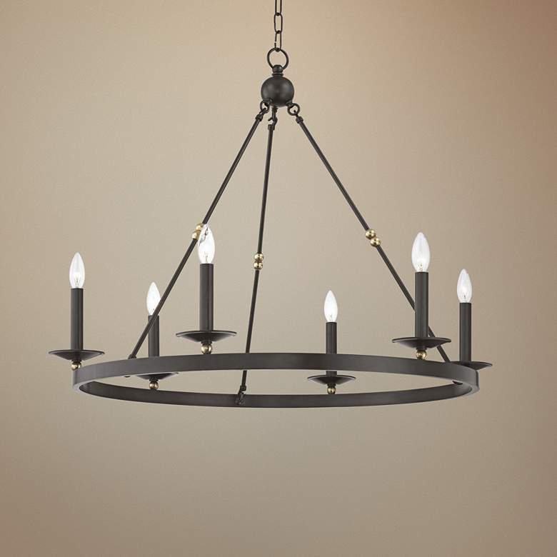 Image 1 Hudson Valley Allendale 35 3/4 inchW Bronze 6-Light Chandelier