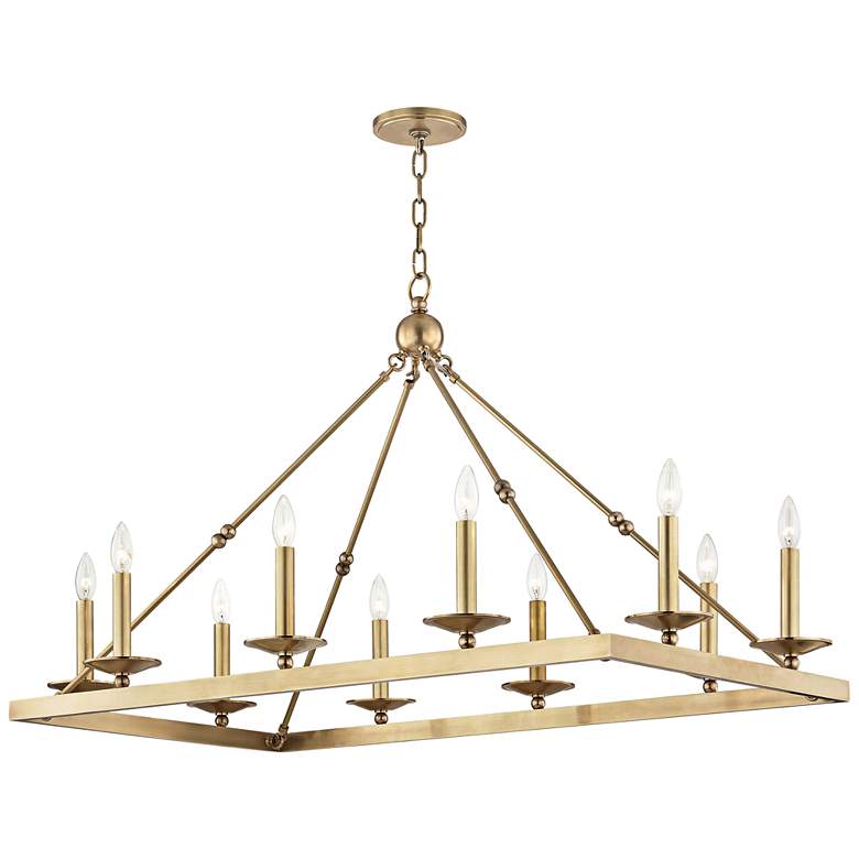 Image 2 Hudson Valley Allendale 44 1/2"W Brass 10-Light Chandelier