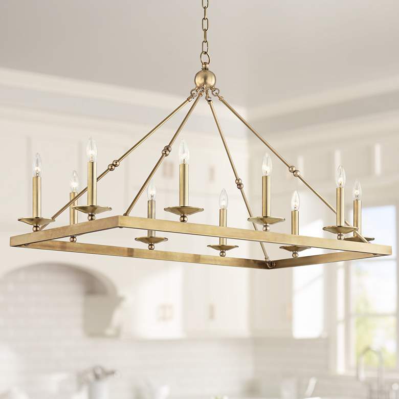 Image 1 Hudson Valley Allendale 44 1/2 inchW Brass 10-Light Chandelier