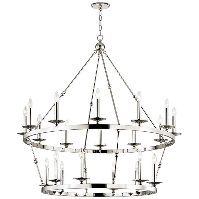 Image 1 Hudson Valley Allendale 46 3/4 inchW Nickel 20-Light Chandelier