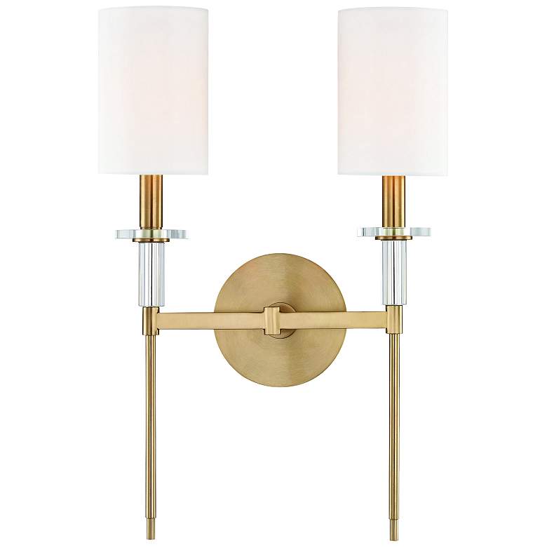 Image 2 Hudson Valley Amherst 18 3/4" High Brass 2-Light Wall Sconce