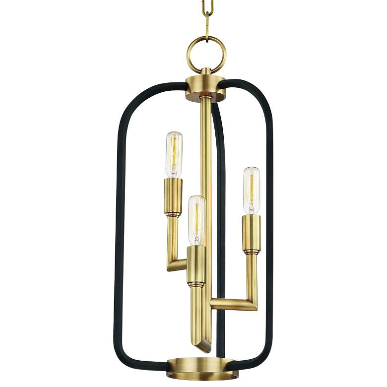 Image 2 Hudson Valley Angler 10 inchW Aged Brass 3-Light Mini Chandelier