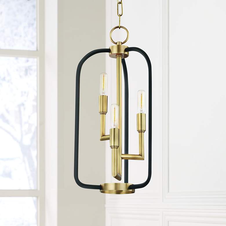 Image 1 Hudson Valley Angler 10"W Aged Brass 3-Light Mini Chandelier