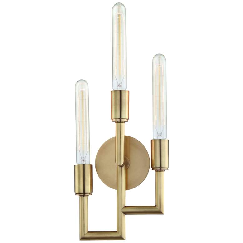 Image 1 Hudson Valley Angler 20" High Aged Brass 3-Light Wall Sconce
