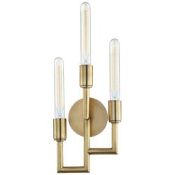 Hudson Valley Angler 20" High Aged Brass 3-Light Wall Sconce