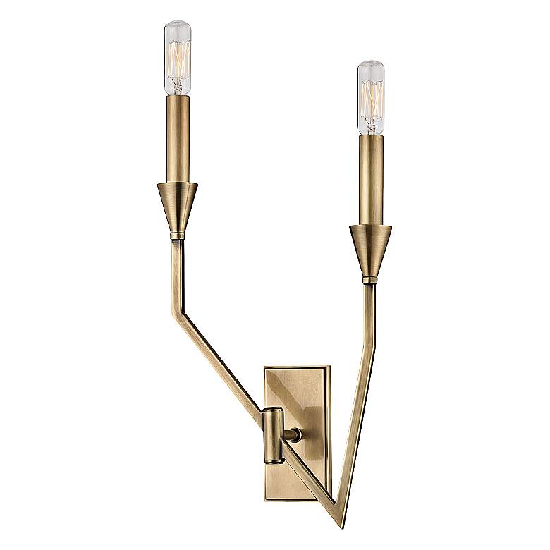 Image 1 Hudson Valley Archie 18" High Aged Brass Left Wall Sconce
