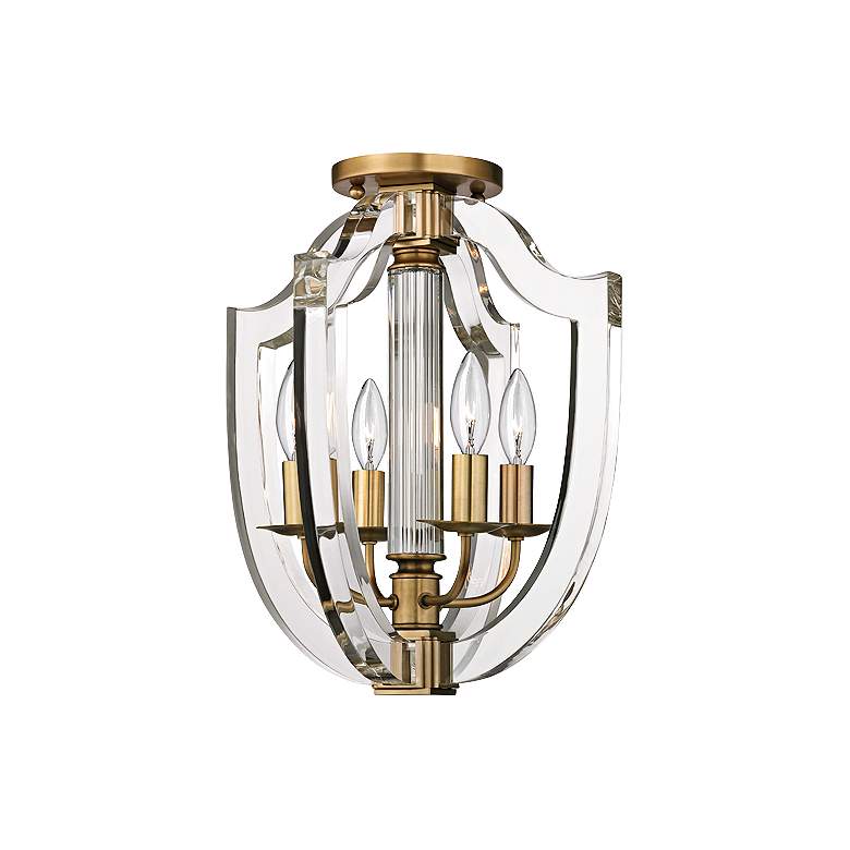 Image 1 Hudson Valley Arietta 12 1/2 inch Wide Aged Brass Ceiling Light