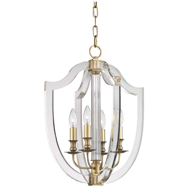 Image 1 Hudson Valley Arietta 16 1/2"W Aged Brass 4-Light Pendant