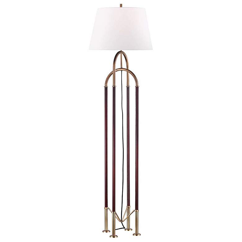 Image 1 Hudson Valley Arnett Aged Brass Metal Floor Lamp