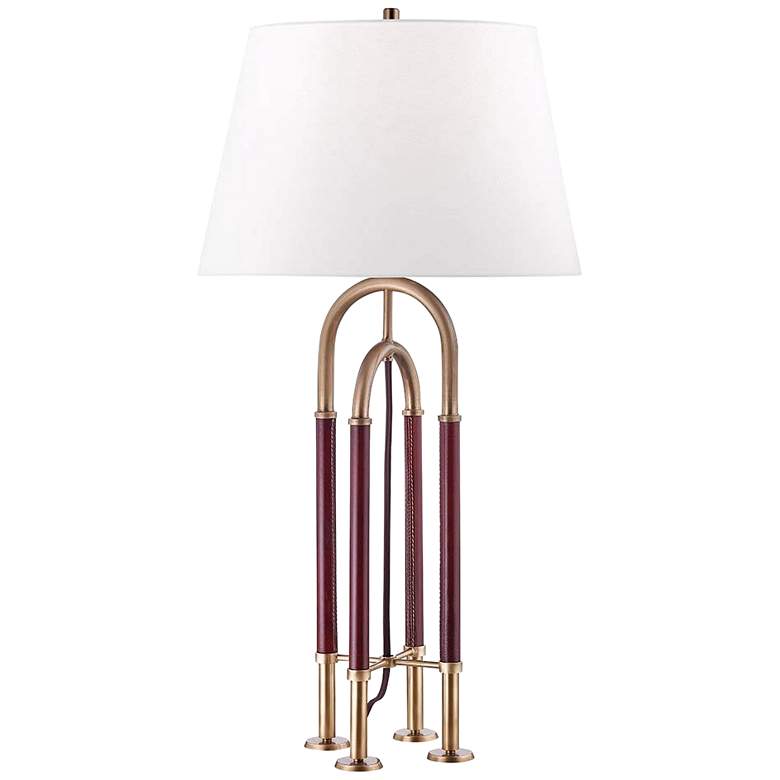 Image 1 Hudson Valley Arnett Aged Brass Metal Table Lamp