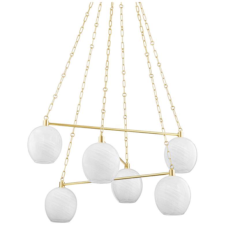 Image 1 Hudson Valley Asbury park 38" Wide Aged Brass 6 Light Chandelier