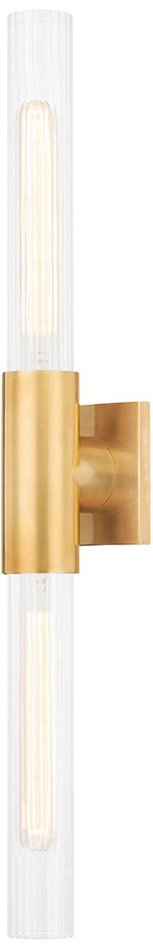 Image 2 Hudson Valley Asher 27 1/2"H Aged Brass 2-Light Wall Sconce more views