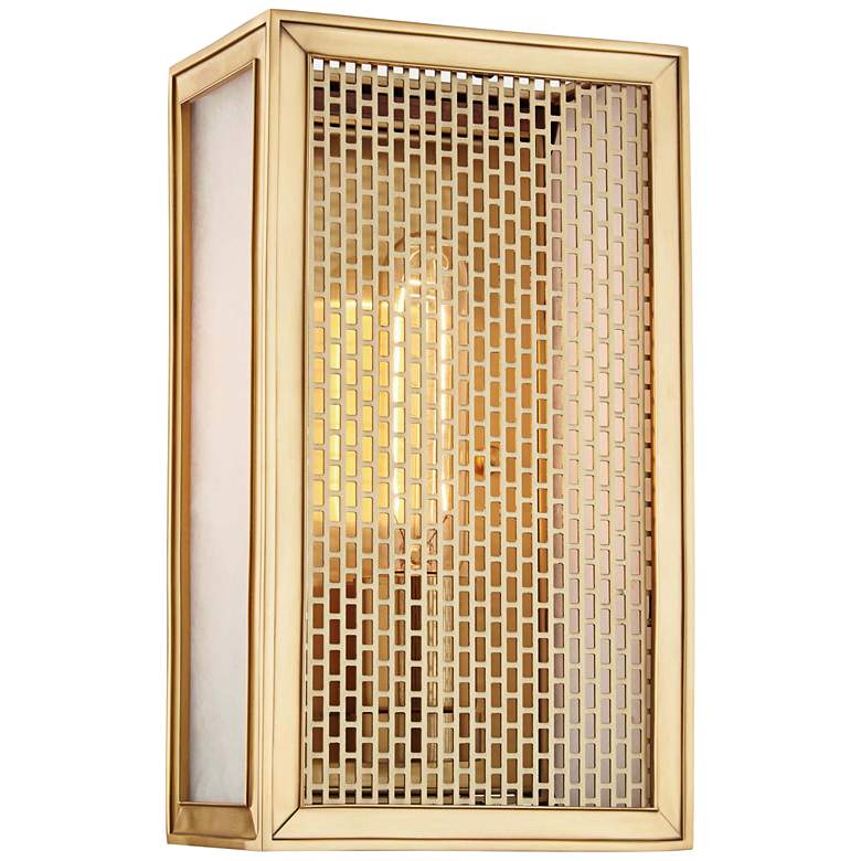 Image 1 Hudson Valley Ashford 10" High Aged Brass Wall Sconce