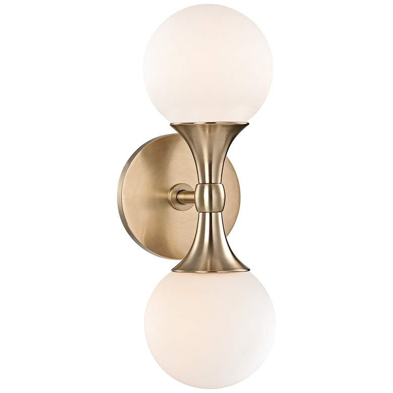 Image 2 Hudson Valley Astoria 13 1/2 inchH Aged Brass LED Wall Sconce