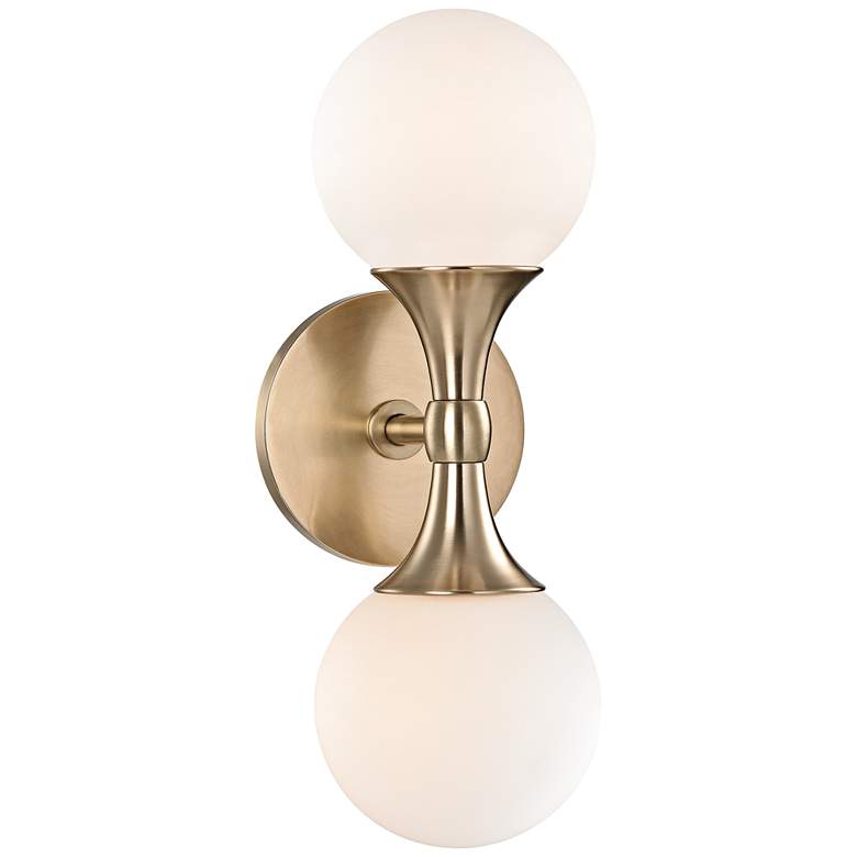 Image 2 Hudson Valley Astoria 13 1/2"H Aged Brass LED Wall Sconce