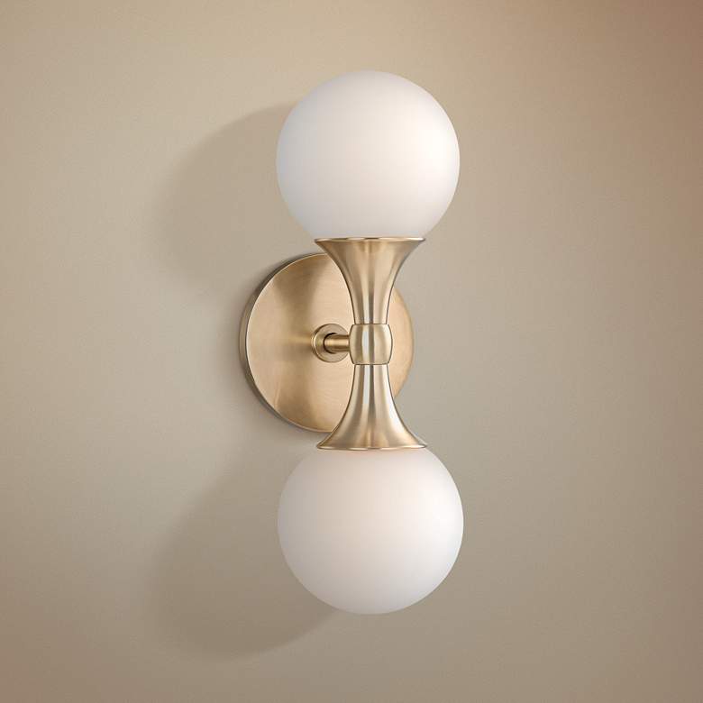 Image 1 Hudson Valley Astoria 13 1/2"H Aged Brass LED Wall Sconce