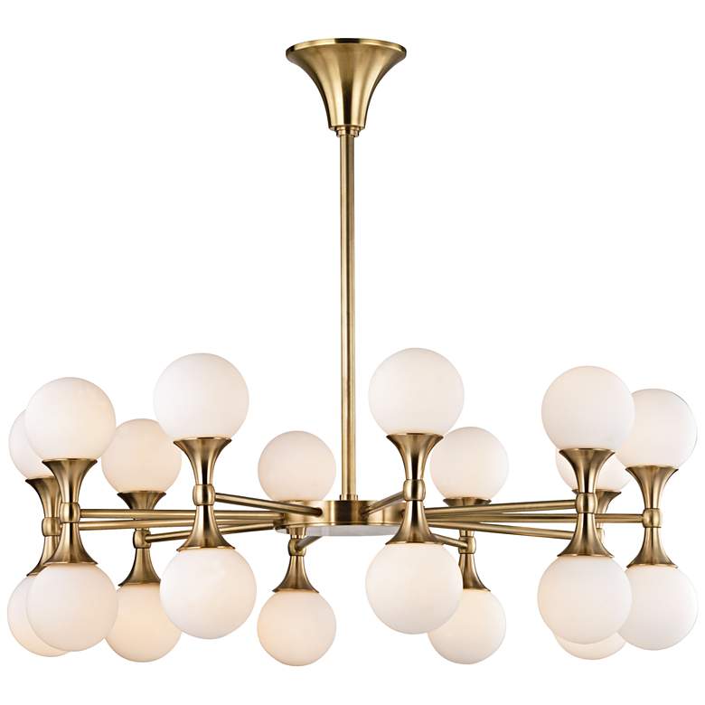 Image 2 Hudson Valley Astoria 36 inch Wide Aged Brass LED Chandelier