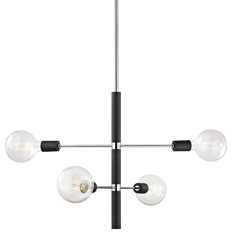Image 1 Hudson Valley Astrid 24" Nickel and Black 4-Light Modern Chandelier