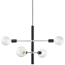 Hudson Valley Astrid 24" Nickel and Black 4-Light Modern Chandelier