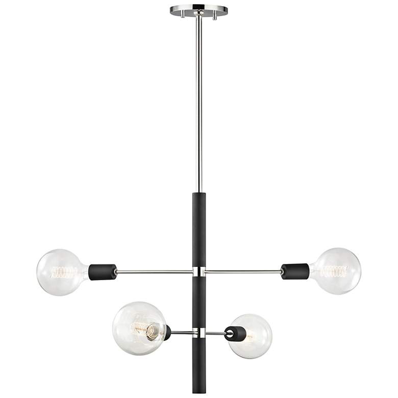Image 4 Hudson Valley Astrid 24" Nickel and Black 4-Light Modern Chandelier more views