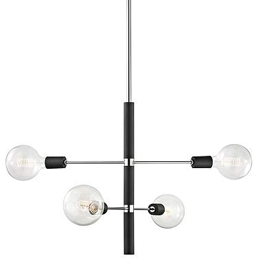 Hudson Valley Astrid 24" Nickel and Black 4-Light Modern Chandelier