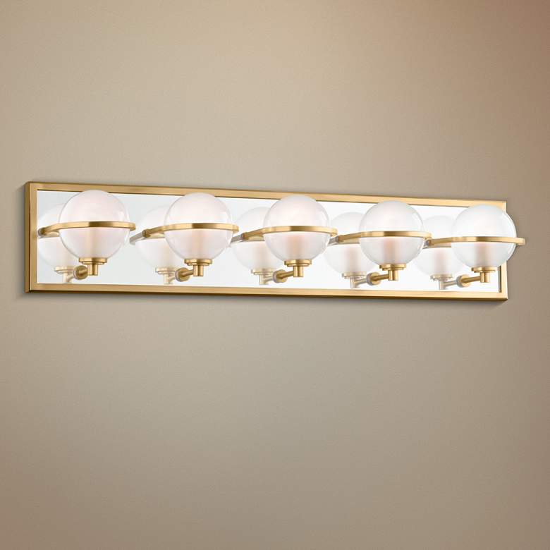 Image 1 Hudson Valley Axiom 30 inch Wide Aged Brass 5-LED Bath Light
