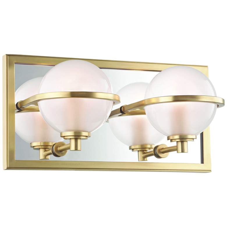 Image 1 Hudson Valley Axiom 6" High Aged Brass 2-LED Wall Sconce