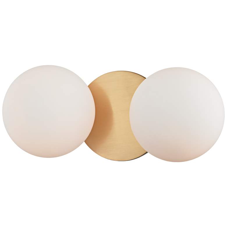 Image 1 Hudson Valley Baird 11" Wide 2-Light Aged Brass Glass Globe Bath Light