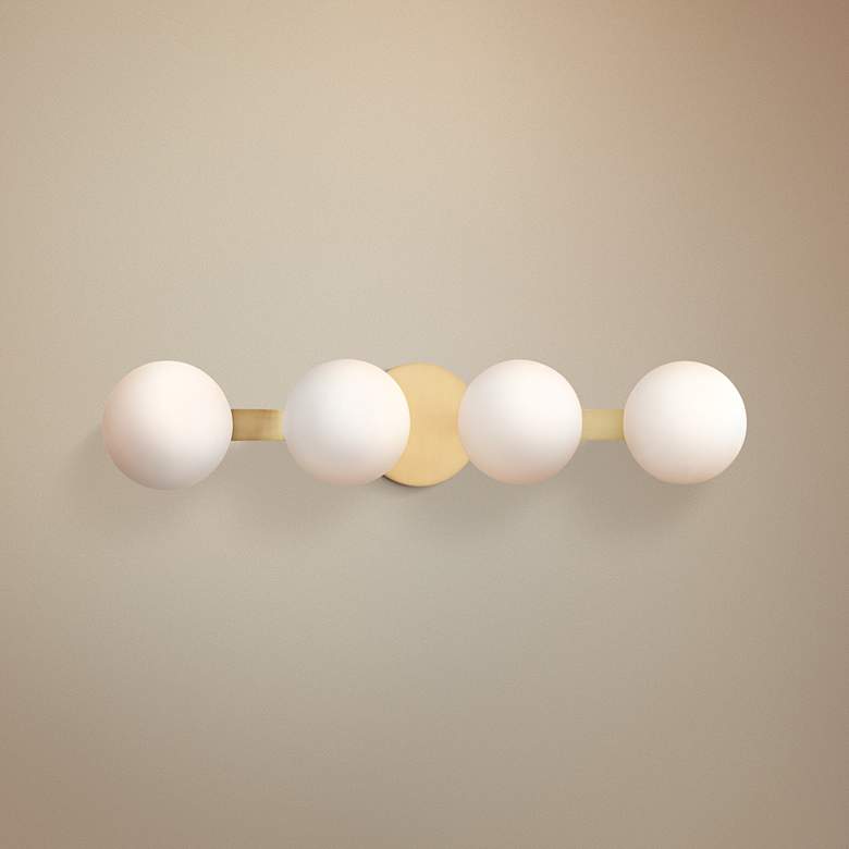 Image 1 Hudson Valley Baird 23 1/2"W 4-Light Aged Brass Bath Light